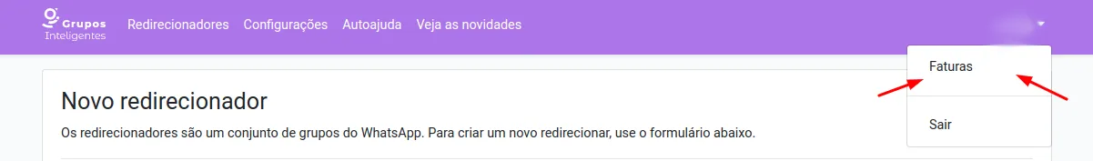 Botão de acesso rápido ao histórico de faturamento